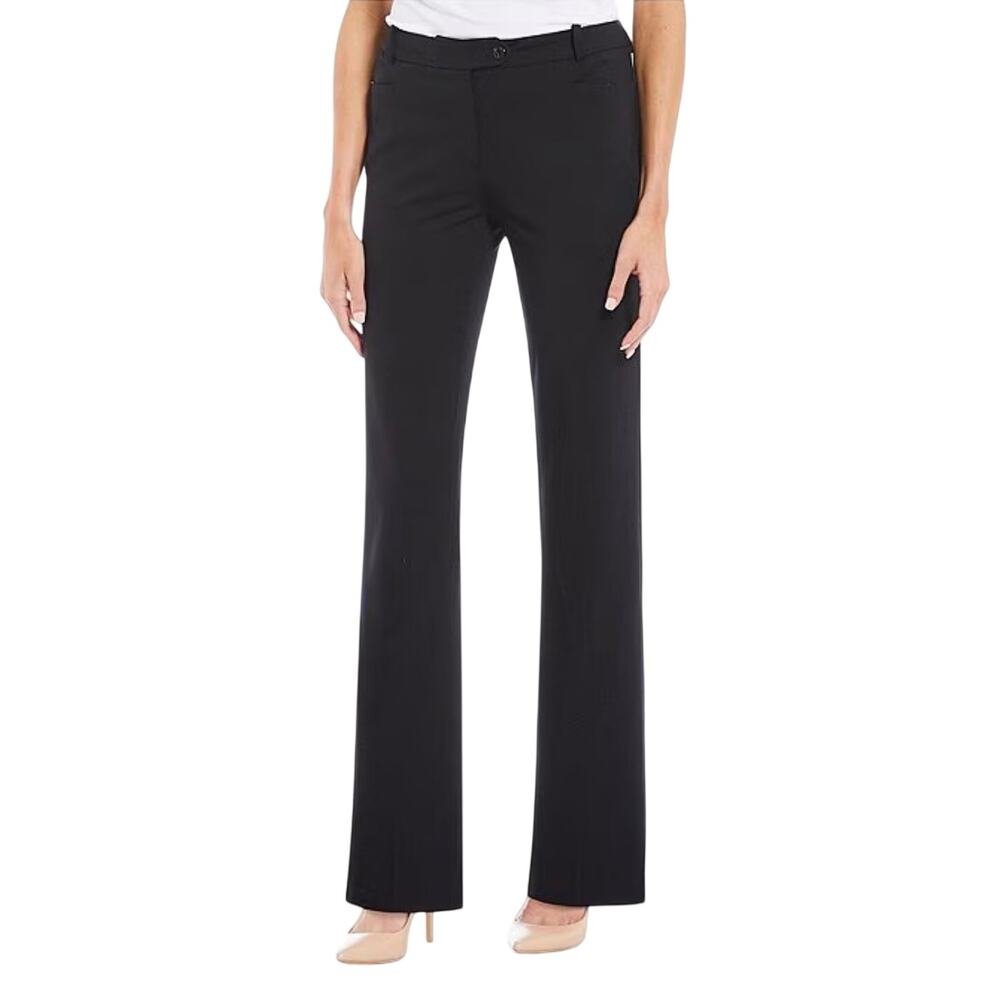 Calvin Klein Mid-Rise Modern Fit Straight Leg Pants, Black, Women's Size 14